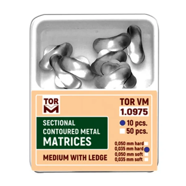 Medium Sectional Contoured Matrices with Ledge № 1.0975 50 Pcs (0.050mm) -TOR V M-Russia
